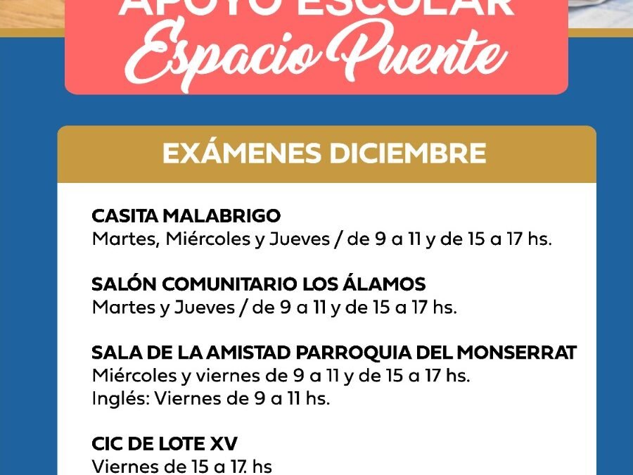 Colonia Caroya: Clases de apoyo escolar