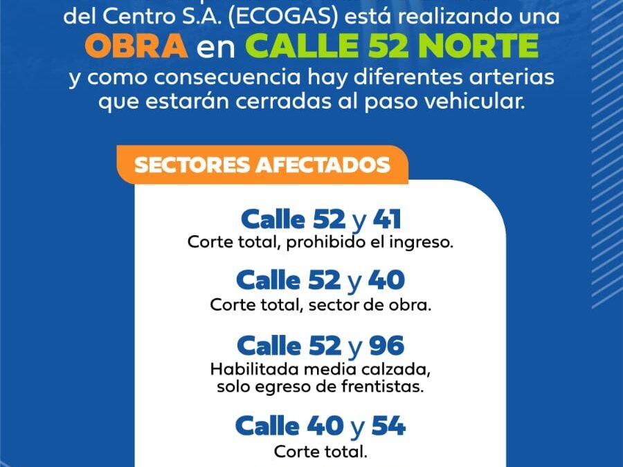 Desvíos y cortes por obra de gas natural en Colonia Caroya